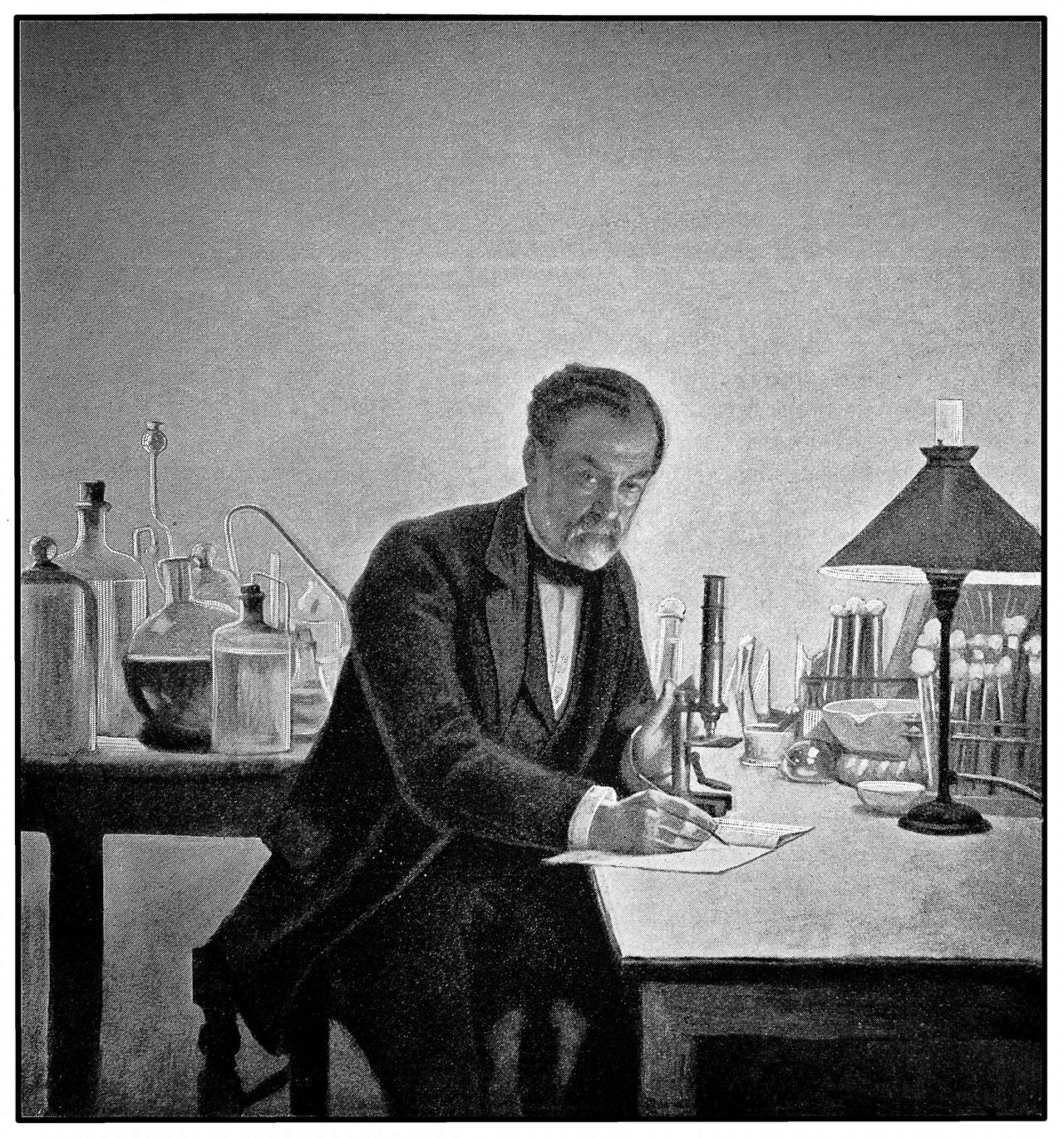 Louis Pasteur laboratuvarında çalışırken